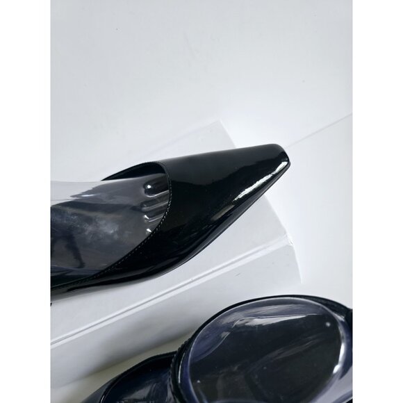 Massimo Dutti Patent Leather Black Ballet Flats Buckle Strappy Pointed Toe 39 8 - Picture 5 of 14